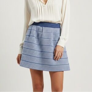Blue Textured Pleated Mini Skirt | "Make an Entrance" | Size M
